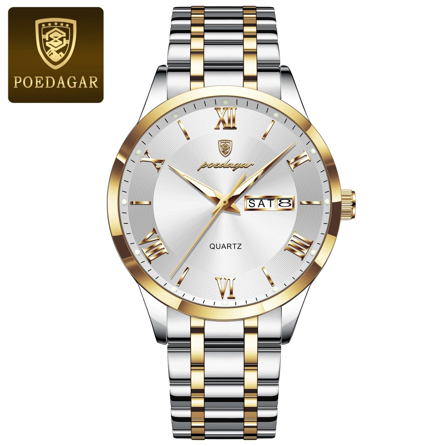 POEDAGAR Luxury Fashion Men Clock Waterproof Luminous