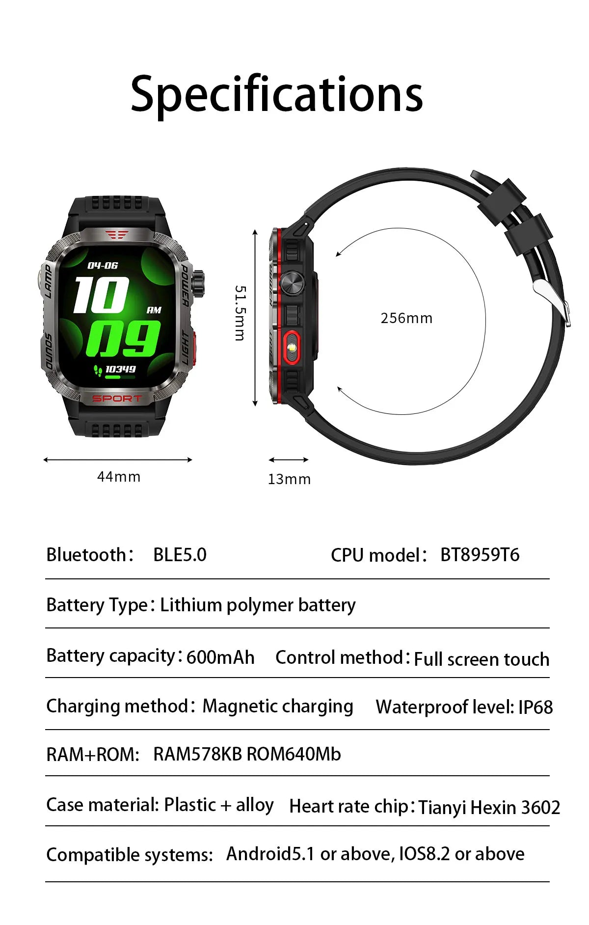 Military Outdoor Sport Smart Watch