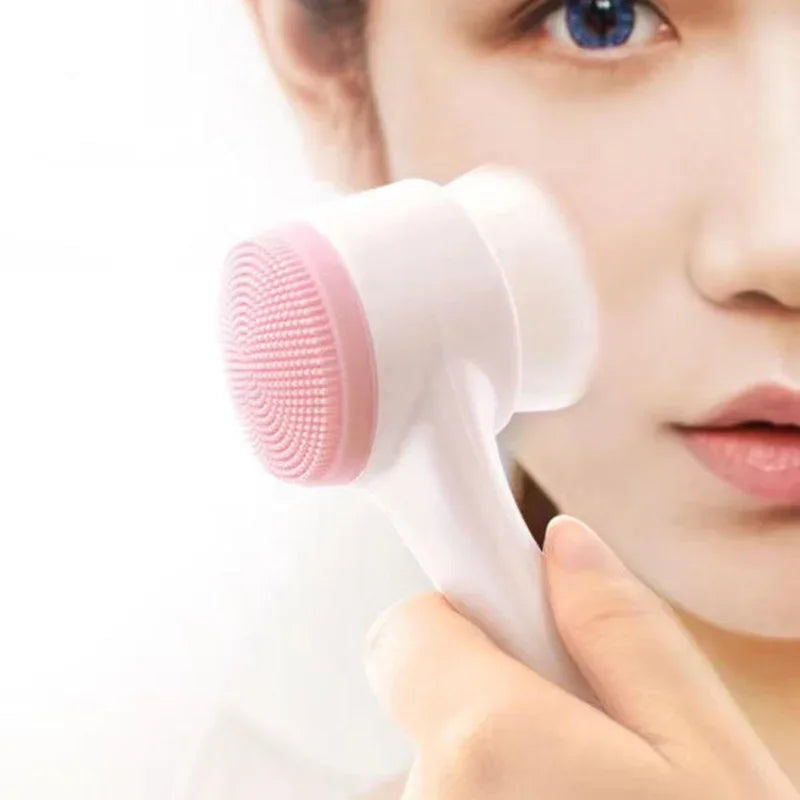 3D double silicone facial cleansing brush