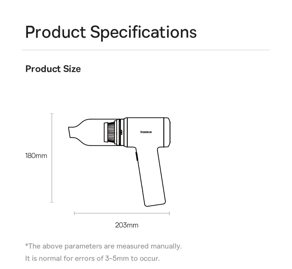 Baseus Car Vacuum Cleaner Air Dust Blower Gun