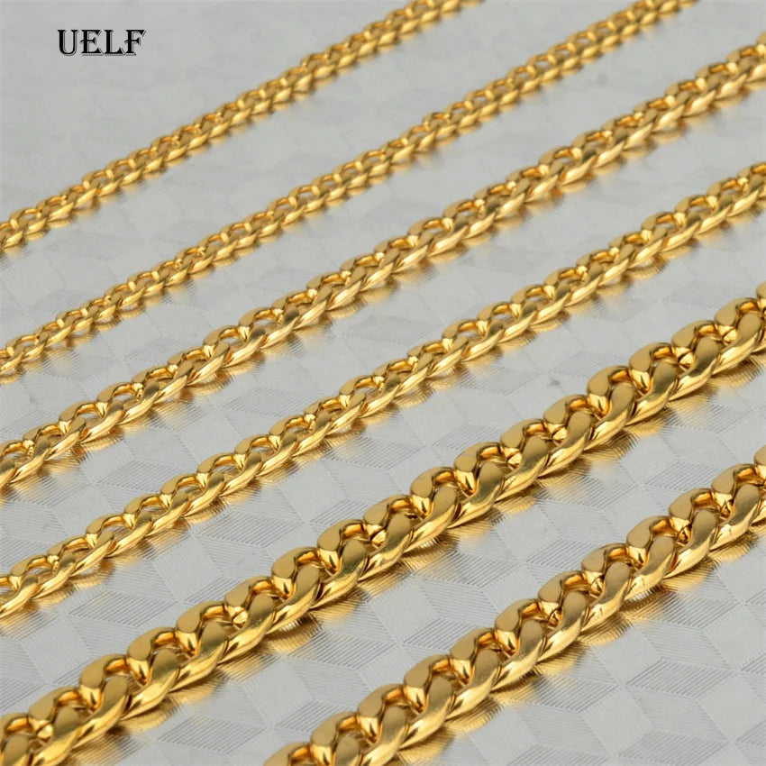 For men and women UELF Size 2-7mm Curb Cuban Link Chain