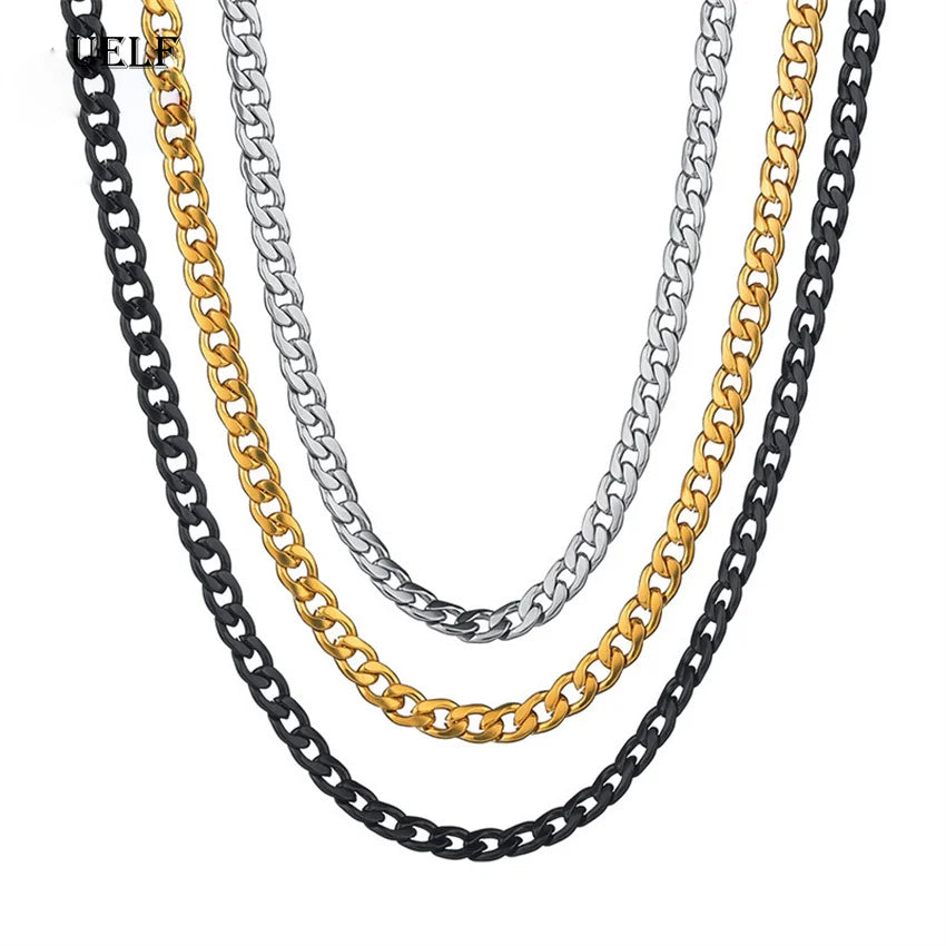 For men and women UELF Size 2-7mm Curb Cuban Link Chain