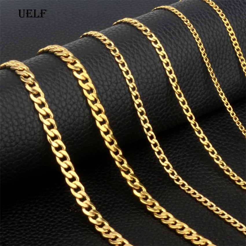 For men and women UELF Size 2-7mm Curb Cuban Link Chain