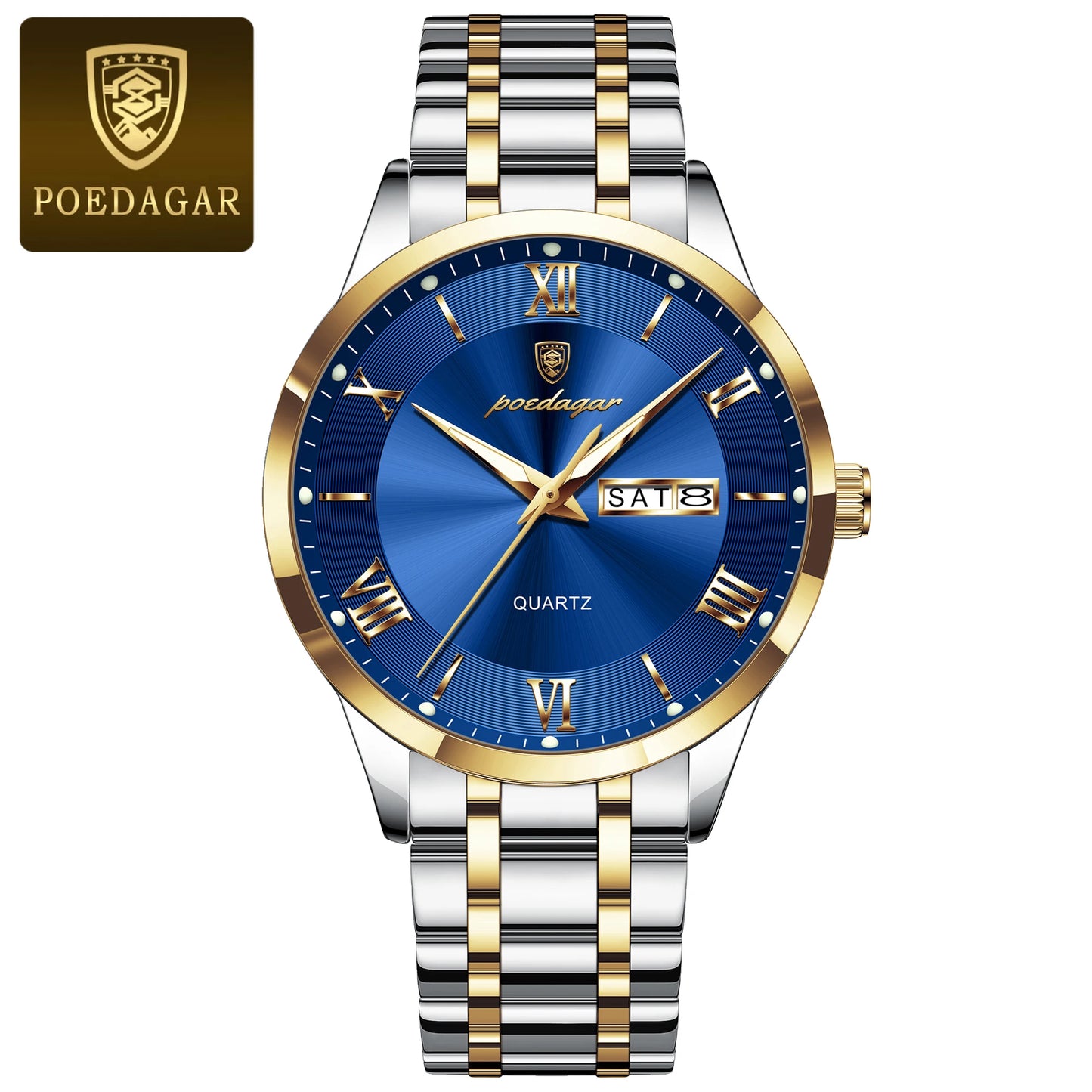 POEDAGAR Luxury Fashion Men Clock Waterproof Luminous