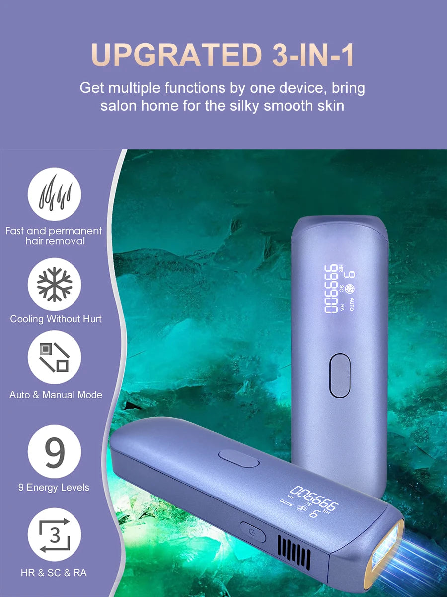 Cooling Laser Hair Removal 3-in-1 IPL Epilator