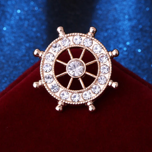 Exquisite Zircon Navy Helm Brooch