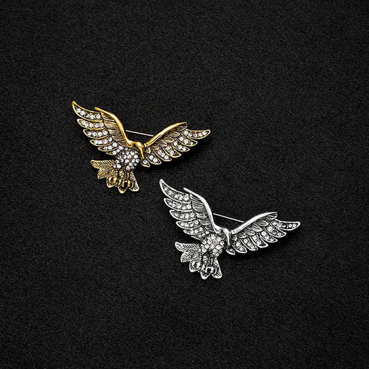 Exquisite Zircon Eagle Animal Badge Brooch Men's Suit Clothing Dress Pin Casual Business Suit Accessories