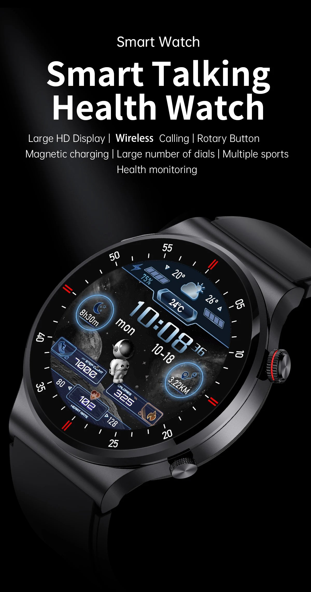 LIGE 1.39inch HD Bluetooth Call Smart Watch