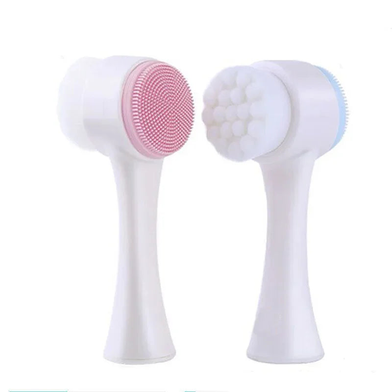 3D double silicone facial cleansing brush